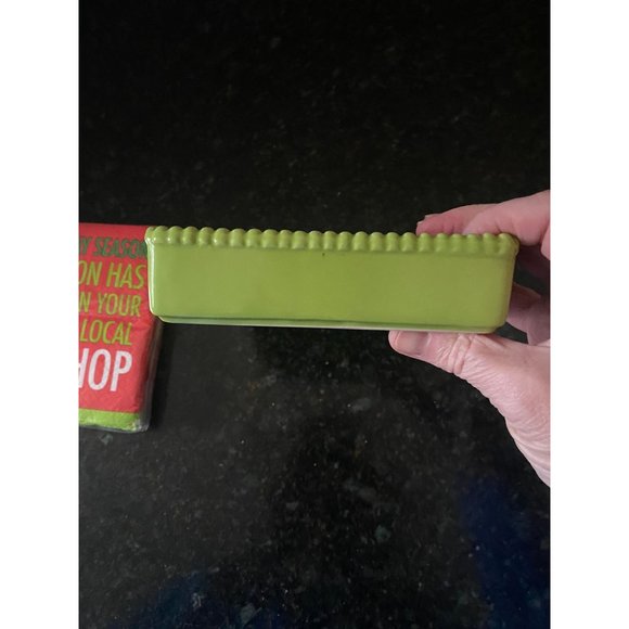 Real Home 6" Green Beverage Napkin Holder and Holiday Napkins - Picture 4 of 9